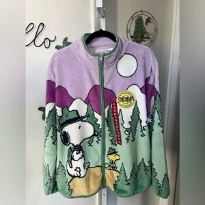 NEW Peanuts Snoopy & Woodstock Women’s Scenic Plush Sweater Mountain Woods